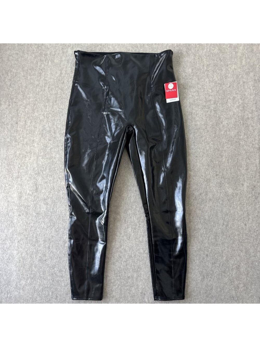 NWT SPANX Faux Patent Leather Leggings XL Petite Black High Rise Shaping